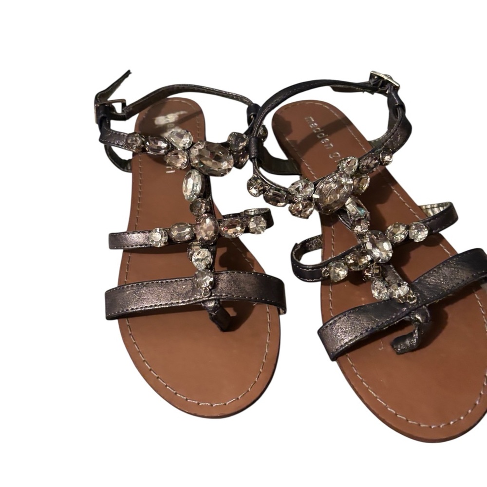 Madden Girl Grey Rhinestone Sandals